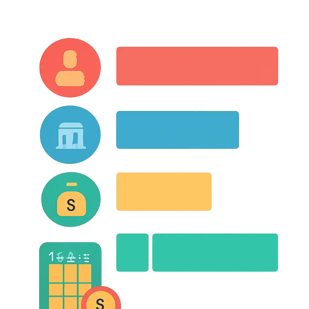 Infographic comparing options using coloured bars and icons only, no text or labels, flat design, 55 Lottery